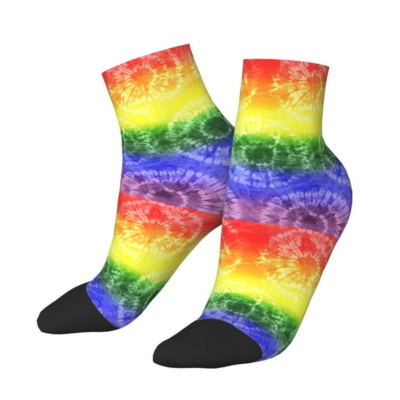 Uemuo Colorful Tie Dye Printed Crew Socks, Moisture-Wicking Socks, Athletic Socks for Men Breathable Cushion Socks Casual Sport Socks for Running Traveling