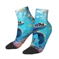 thumbnail image 1 of Uemuo Colorful Underwater Plant Turtle Printed Crew Socks, Moisture-Wicking Socks, Athletic Socks for Men Breathable Cushion Socks Casual Sport Socks for Running Traveling, 1 of 6