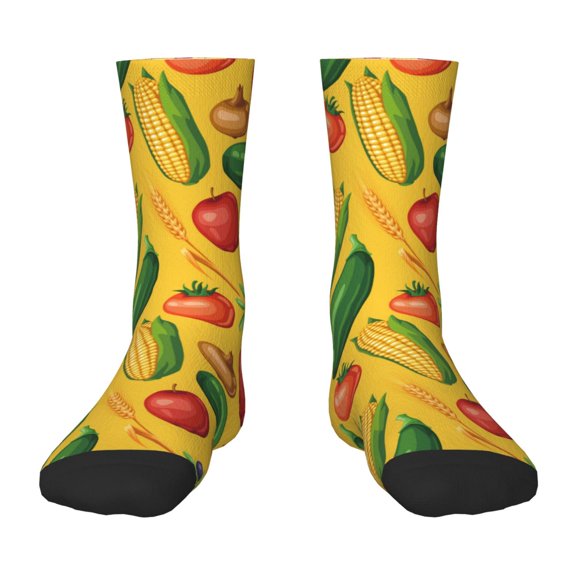 Uemuo Colorful Vegetables Printed Kids Boys Socks Seamless Crew Socks Crazy Funny Athletic Sport Socks for Children