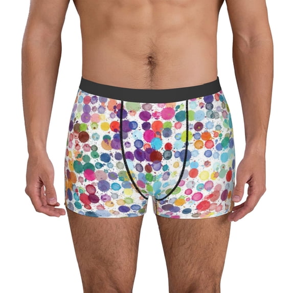 Uemuo Colorful Watercolor Dots Pattern Men's Boxer Briefs,Trunk Anti-Chafing,Comfortable, Durable, and Stylish Underwear-X-Large