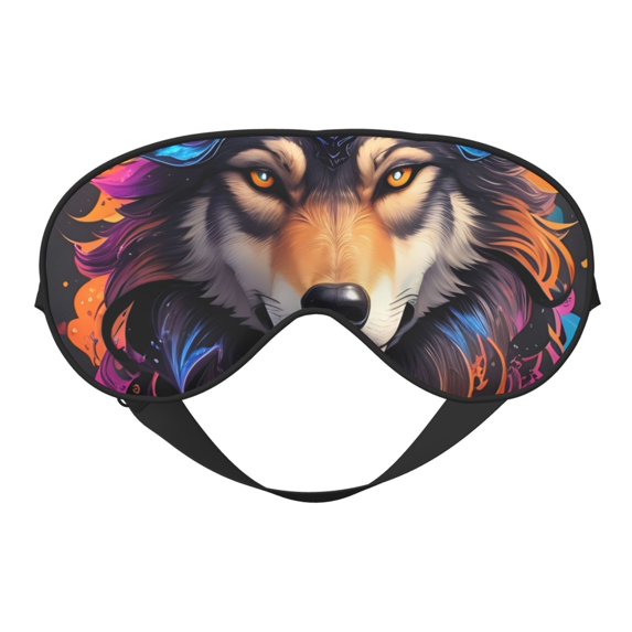 Uemuo Colorful Wolf Head Pattern Sleep Eye Mask - Light Blocking Sleep Mask Blocking Out Light Perfectly, Soft and Comfortable Night Eye Mask, Eye Blinder