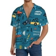 thumbnail image 1 of Uemuo Construction Trucks Pattern Cotton Linen Short Sleeve Shirts,Casual Lightweight Button Down Shirts,Vacation Beach Summer Tops-4X-Large, 1 of 7