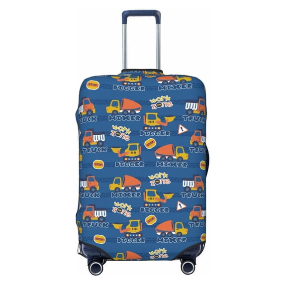 Uemuo Construction Vehicles Printed Washable Luggage Cover - Fashion Suitcase Protector Fits 18-32 Inch Luggage -Small