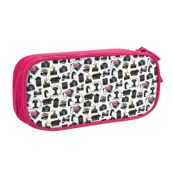 Uemuo Cool Camera Printed Pencil Pen Case, Portable Pencil Pouch with Zipper, Compact Stationery Bag Makeup Bag, Pencil Bag for Home Office