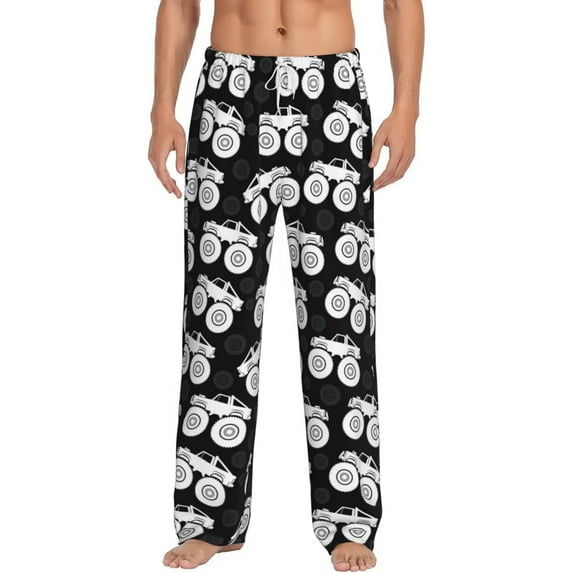 Uemuo Cool Car Pattern Men's Wide Leg Palazzo Lounge Pants with Pockets Light Weight Loose Comfy Casual Pajama Pants-X-Large