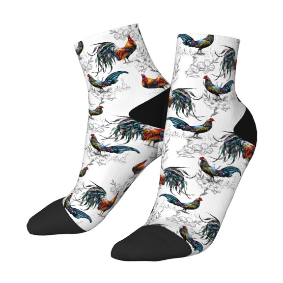 Uemuo Cool Chicken Printed Crew Socks, Moisture-Wicking Socks, Athletic Socks for Men Breathable Cushion Socks Casual Sport Socks for Running Traveling