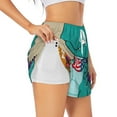thumbnail image 1 of Uemuo Cool Dino Playing Skateboard Pattern Women's Athletic Shorts High Waisted Running Shorts with Liner Pockets Gym Elastic Workout Shorts-XX-Large, 1 of 9