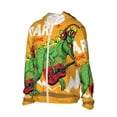thumbnail image 1 of Uemuo Cool Dinosaur Playing Guitar Pattern Women's Full Zip UPF 50+ Sun Protection Hoodie Jacket Long Sleeve Sun Shirt Hiking Outdoor Performance with Pockets-Small, 1 of 9