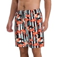 thumbnail image 1 of Uemuo Cool Flamingo Pattern Men's Swim Trunks Hawaiian Beach Bathing Suit Swimsuits Beach Quick-Dry Shorts with Pockets-, 1 of 9