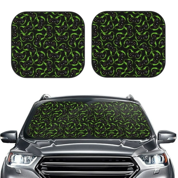 Uemuo Cool Gamepad Printed 2 PCS Car Windshield Sun Shade, Auto Sun Heat and UV Rays Blocker, Foldable Automotive Front Window Sunshade Protector