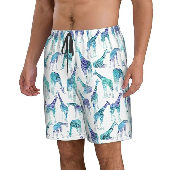 Uemuo Cool Giraffe Pattern Men's Swim Trunks Hawaiian Beach Bathing Suit Swimsuits Beach Quick-Dry Shorts with Pockets-3X-Large