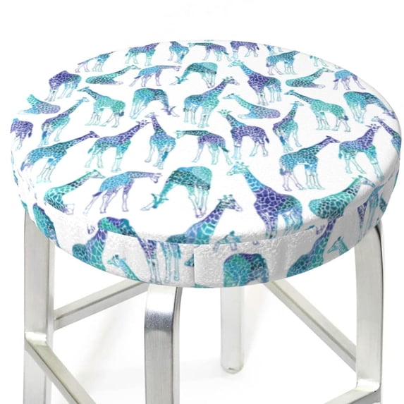 Uemuo Cool Giraffe Pattern Round Bar Stool Seat Covers Washable Stool Cushion Slipcover Elastic Bar Chair Covers-13 inch