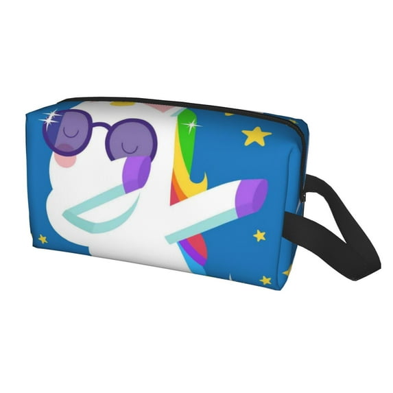 Uemuo Cool Unicorn Star Golden Pattern Portable Toiletry Bags with Handle, Waterproof travel Make up Bags for Women, Large Capacity Travel Cosmetic Bags