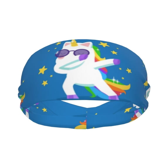 Uemuo Cool Unicorn Star Golden Printed Sports Headbands for Men Women,Moisture Wicking Workout Headband, Sweatband Headbands,Non-slip Workout Gym Yoga Headband