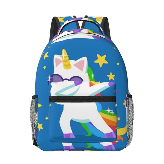 Uemuo Cool Unicorn Star Golden Printed Student Durable Water-resistant Backpack,Travel Backpack,Outdoor Activities Backpack, Laptop Backpack, Multi-compartment Backpack