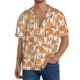 thumbnail image 1 of Uemuo Corgi Animal Pattern Cotton Linen Short Sleeve Shirts,Casual Lightweight Button Down Shirts,Vacation Beach Summer Tops-3X-Large, 1 of 7