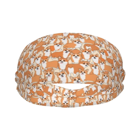 Uemuo Corgi Animal Printed Sports Headbands for Men Women,Moisture Wicking Workout Headband, Sweatband Headbands,Non-slip Workout Gym Yoga Headband