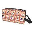 thumbnail image 1 of Uemuo Corgi Head with Floal Pattern Portable Toiletry Bags with Handle, Waterproof travel Make up Bags for Women, Large Capacity Travel Cosmetic Bags, 1 of 9