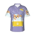 thumbnail image 1 of Uemuo Corgi Washing in Bathtub Printed Regular Fit Short Sleeve Casual Hawaiian Shirt for Men,Aloha shirt,Tropical shirt,Floral print shirt,Vacation Beach shirt-Medium, 1 of 9