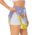 thumbnail image 1 of Uemuo Corgi Washing in Bathtub Pattern Women's Athletic Shorts High Waisted Running Shorts with Liner Pockets Gym Elastic Workout Shorts-Medium, 1 of 9