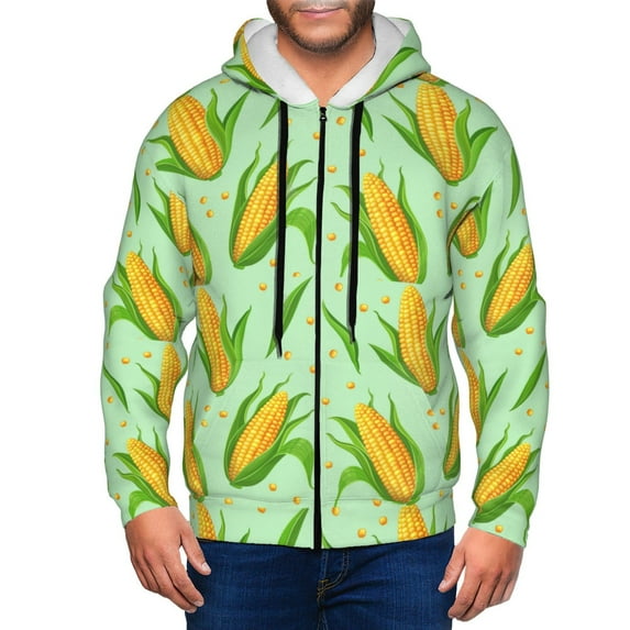 Uemuo Corn 7 for Men's Fashion Full-zip Hoodies & Sweatshirts with Kangaroo Pocket, Zip-up Hooded Sweatshirt, Moisture Wicking & Breathable-Small