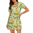 thumbnail image 1 of Uemuo Corn And Corn Oil Pattern Women’s Nightdress – Casual Sleep Shirt, Soft Relaxed Fit Short-Sleeved Cotton Sleepwear for Home, Bedtime, and Lounging, 1 of 6