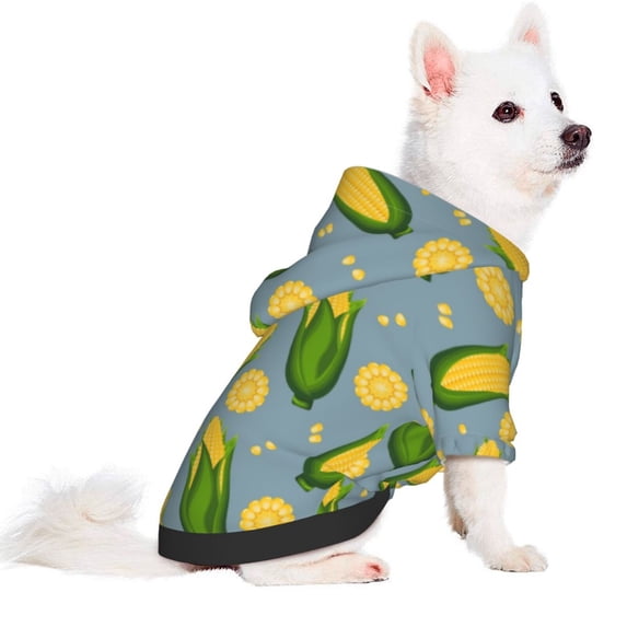 Uemuo Corn On The Leaves for Winter Dog Hoodie Sweatshirts with Pockets Warm Dog Clothes for Small Dogs Chihuahua-Medium