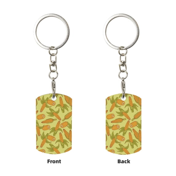 Uemuo Corn Pattern Rectangular Metal Keychain - Durable, Stylish, and Personalized Key Ring for Men and Women,Engraved Keychain,Gift Slim Sturdy Keychain