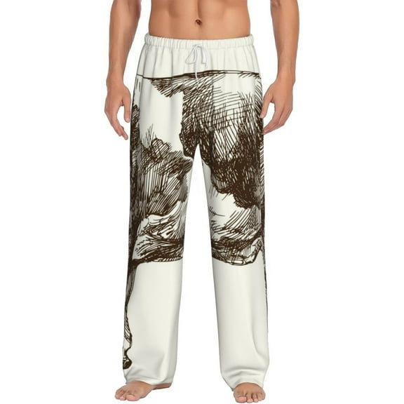Uemuo Cow 1 Pattern Men's Wide Leg Palazzo Lounge Pants with Pockets Light Weight Loose Comfy Casual Pajama Pants-Small