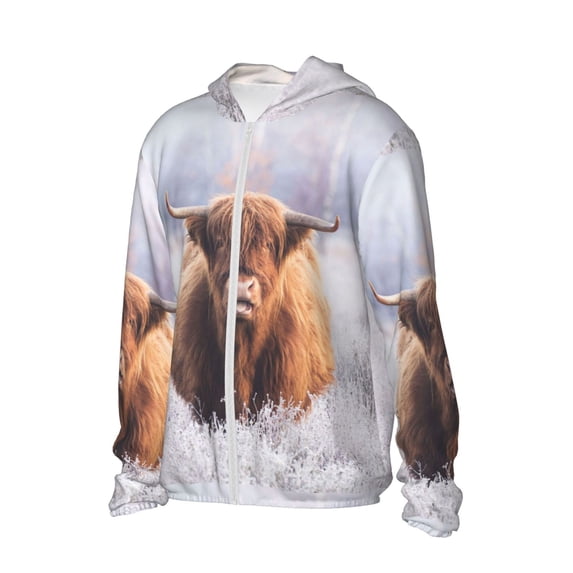 Uemuo Cow Pattern Women's Full Zip UPF 50+ Sun Protection Hoodie Jacket Long Sleeve Sun Shirt Hiking Outdoor Performance with Pockets-XX-Large