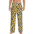 thumbnail image 1 of Uemuo Cow Print Sunflower Pattern Men's Wide Leg Palazzo Lounge Pants with Pockets Light Weight Loose Comfy Casual Pajama Pants-Small, 1 of 9