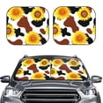 thumbnail image 1 of Uemuo Cow Print Sunflower Printed 2 PCS Car Windshield Sun Shade, Auto Sun Heat and UV Rays Blocker, Foldable Automotive Front Window Sunshade Protector, 1 of 7