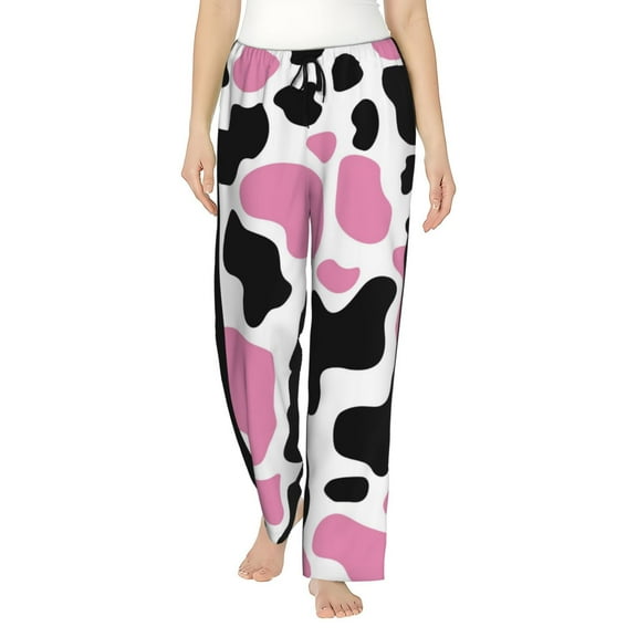 Uemuo Cow Spots Pattern Women's Wide Leg Palazzo Lounge Pants with Pockets Light Weight Loose Comfy Casual Pajama Pants-Medium