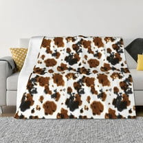 Uemuo Cow Tie Dye Printed Throw Blanket for Couch, Fluffy Fuzzy Blankets for Bed, Sofa, Cozy Flannel Faux Fur Blanket-