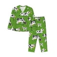 thumbnail image 1 of Uemuo Cows With Calfs Green Pattern Womens Pajama Sets,PJ Set for Women,Pajamas for Women Logo,Long Sleeve Pajama Set for Women,Soft Long Sleeve Top With Pants-Medium, 1 of 9