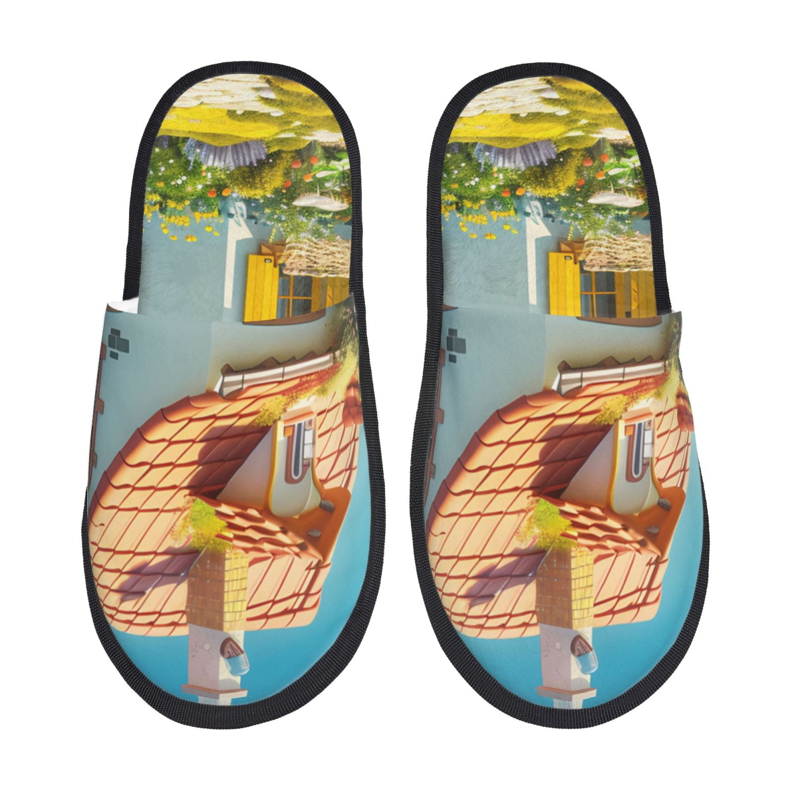 1 Pair Cartoon Thick Bottom Plush Lined Flat Casual House Slippers, Warm For Autumn/Winter