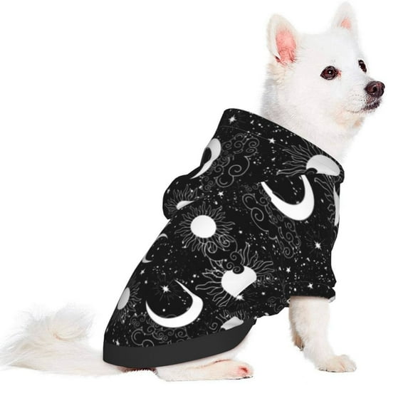 Uemuo Crescent and Stars for Winter Dog Hoodie Sweatshirts with Pockets Warm Dog Clothes for Small Dogs Chihuahua-X-Small