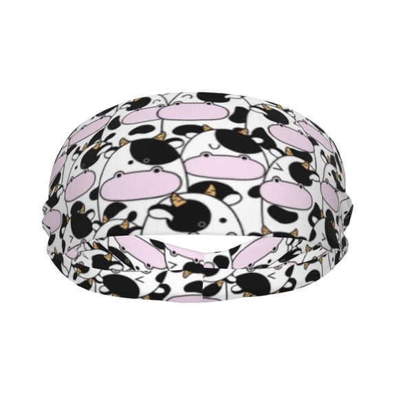 Uemuo Cute Animal with Cow Printed Sports Headbands for Men Women,Moisture Wicking Workout Headband, Sweatband Headbands,Non-slip Workout Gym Yoga Headband