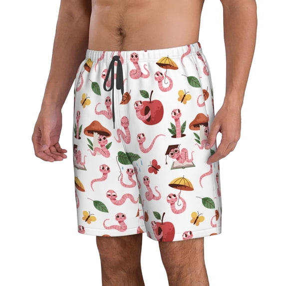 Uemuo Cute Animal Pattern Men's Swim Trunks Hawaiian Beach Bathing Suit Swimsuits Beach Quick-Dry Shorts with Pockets-