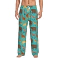 thumbnail image 1 of Uemuo Cute Animals Pattern Men's Wide Leg Palazzo Lounge Pants with Pockets Light Weight Loose Comfy Casual Pajama Pants-X-Large, 1 of 9