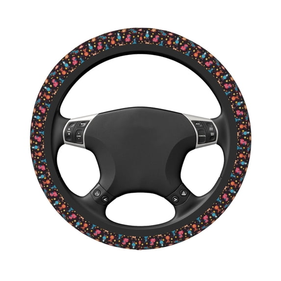 Uemuo Cute Animals Printed Car Elastic Steering Wheel Cover - Universal Car Accessory for Diverse Cars Anti-Slip, and Comfortable- 15"
