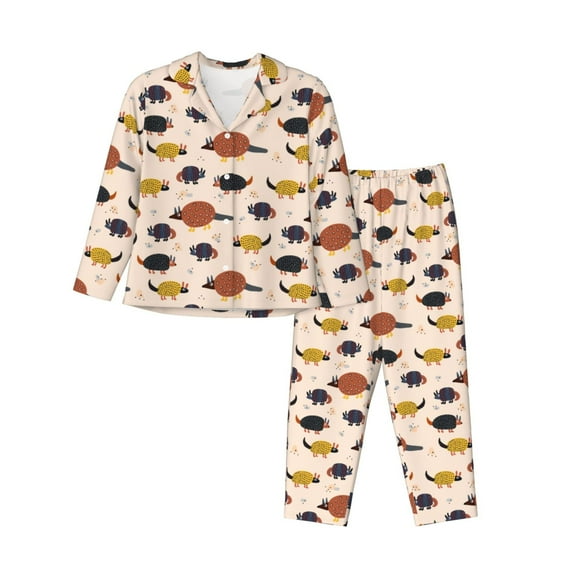 Uemuo Cute Armadillo1 Pattern Womens Pajama Sets,PJ Set for Women,Pajamas for Women Logo,Long Sleeve Pajama Set for Women,Soft Long Sleeve Top With Pants-X-Large
