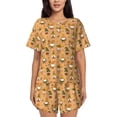 thumbnail image 1 of Uemuo Cute Autumn With Gnomes Pattern Women's Short-Sleeved Pajama, Button-Front Loungewear, 2-Piece Summer Sleepwear, Elastic Drawstring Shorts-4X-Large, 1 of 7