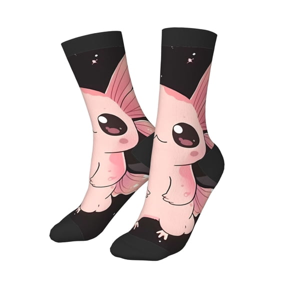 Uemuo Cute Axolotl Sakura Blossoms B Printed Kids Boys Socks Seamless Crew Socks Crazy Funny Athletic Sport Socks for Children