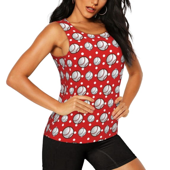 Uemuo Cute Baseball Pattern Workout Tank Tops for Women Breathable Moisture-wicking tank top Sleeveless Running Loose Fit Yoga Tops Active Shirts Sports Gym Exercise