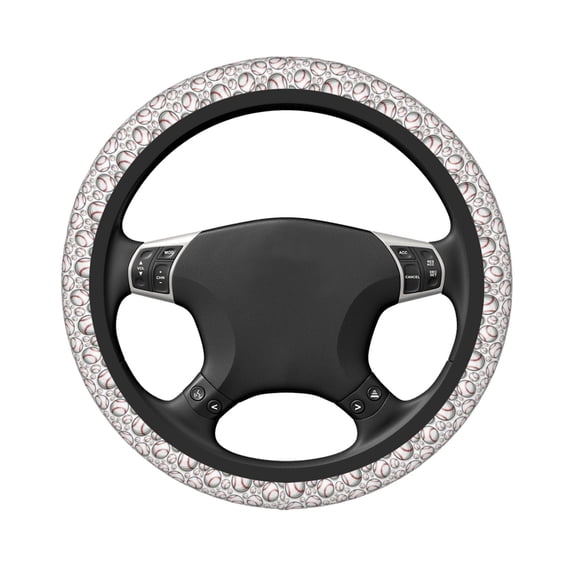 Uemuo Cute Baseball Printed Car Elastic Steering Wheel Cover - Universal Car Accessory for Diverse Cars Anti-Slip, and Comfortable- 15"