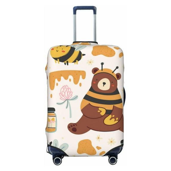 Uemuo Cute Bee Honey Jar Hive Bear Printed Washable Luggage Cover - Fashion Suitcase Protector Fits 18-32 Inch Luggage -Small