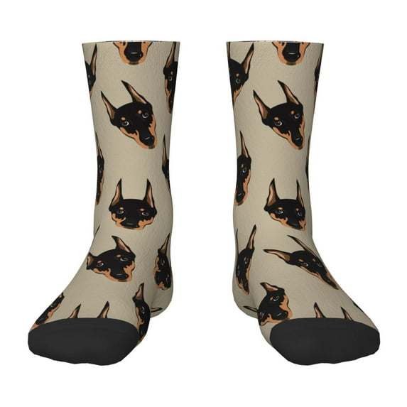 Uemuo Cute Black Dog Printed Kids Boys Socks Seamless Crew Socks Crazy Funny Athletic Sport Socks for Children