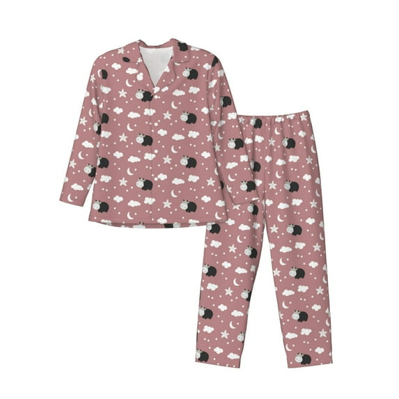 Uemuo Cute Calf Pattern 2-Piece Loungewear Set - Men’s Soft Sleepwear, Cozy Winter PJs, Comfy Sleep Set-X-Large
