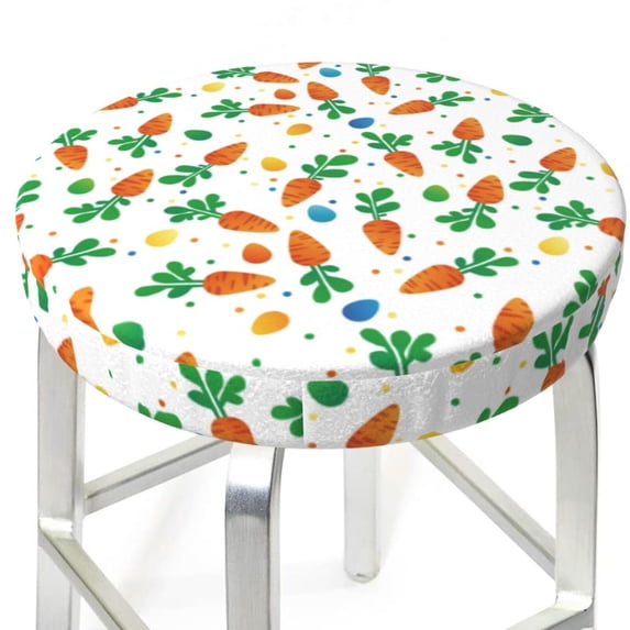 Uemuo Cute Carrot Pattern Round Bar Stool Seat Covers Washable Stool Cushion Slipcover Elastic Bar Chair Covers-13 inch